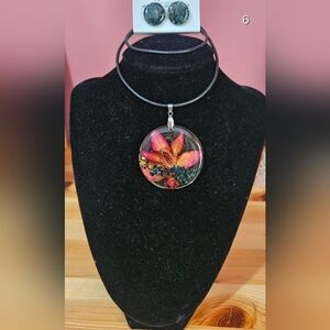 Green and Purple Artisan Necklace with Handcrafted Pendant